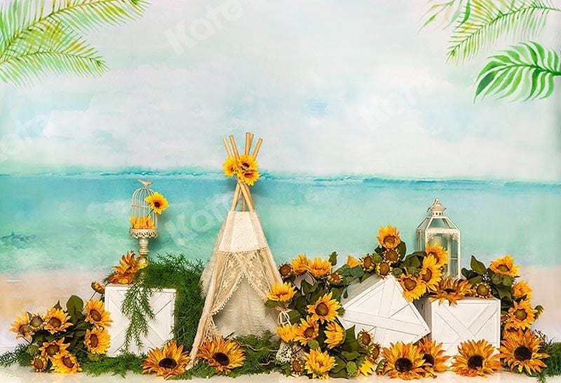 Kate Summer Cake Smash Backdrop Sunflower Tent Sea Holiday Designed by Emetselch