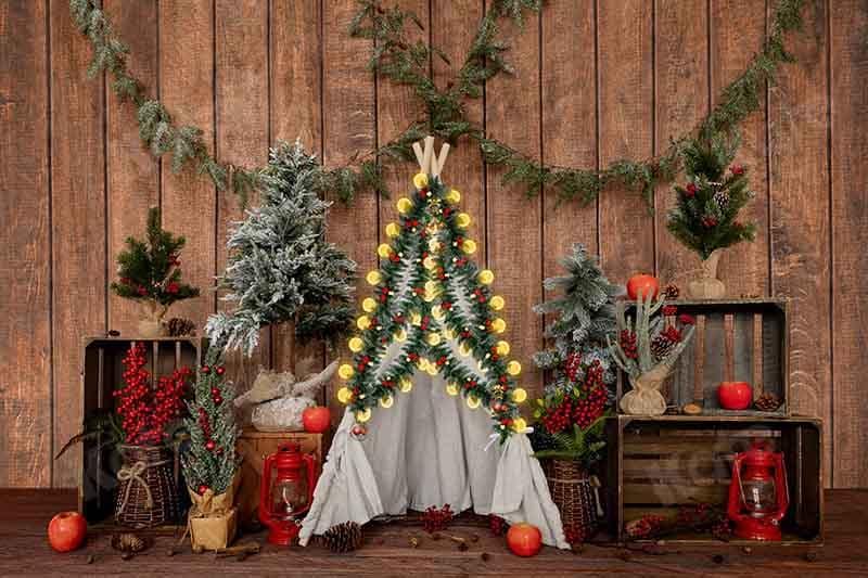 Kate Christmas Winter Wood Tent Backdrop Designed by Emetselch
