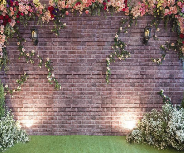 Kate Flower Brick Backdrop for wedding background