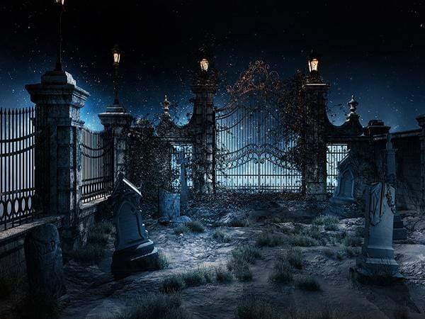 Katebackdrop£ºKate Halloween Night Scene Grave Backdrop Light Photo Background