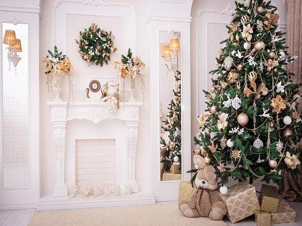 Katebackdrop鎷㈡綖Kate Christmas Tree Decoration Fireplace Backdrop Studio Props
