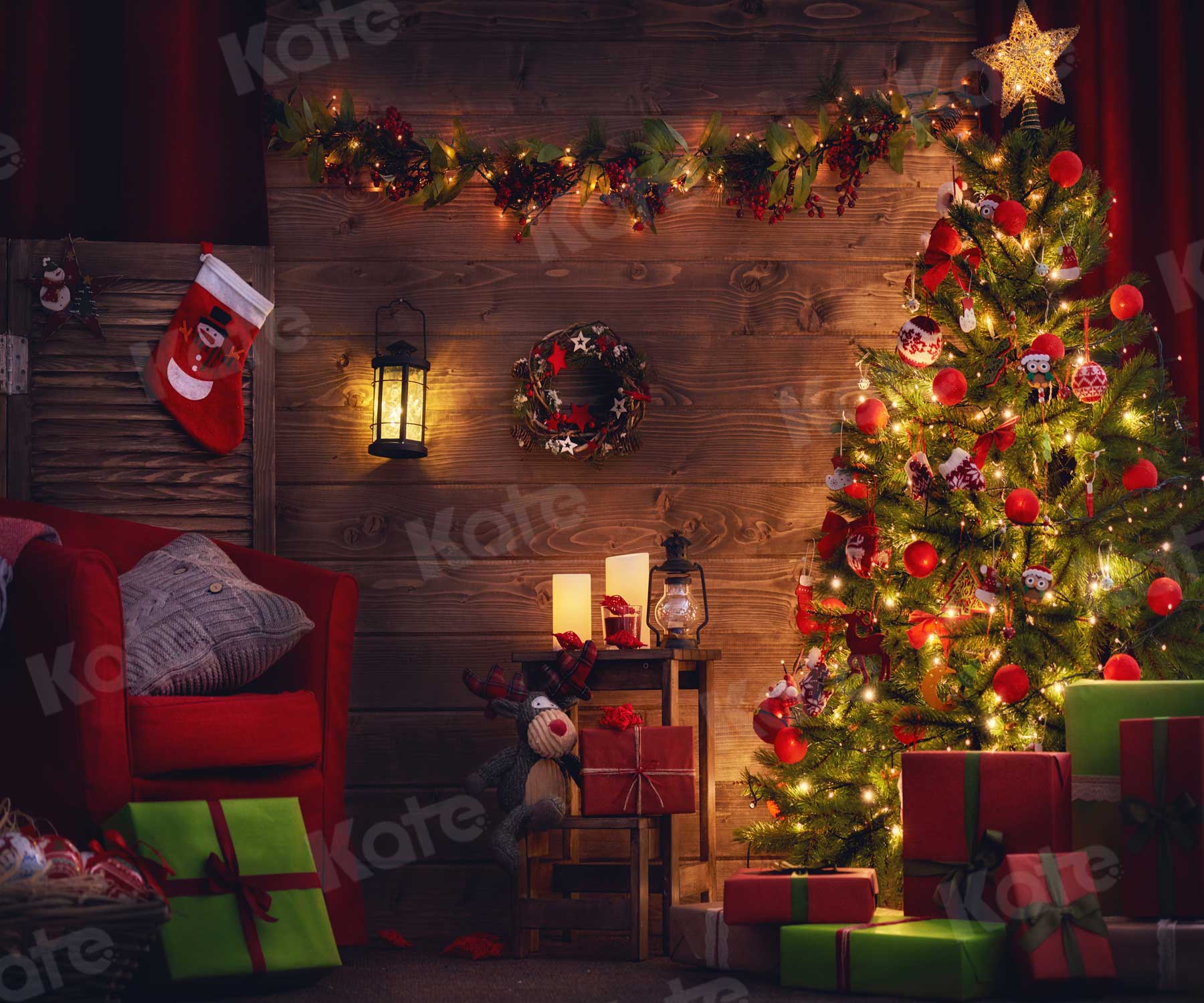 Kate santa's workshop Light Christmas Backdrop