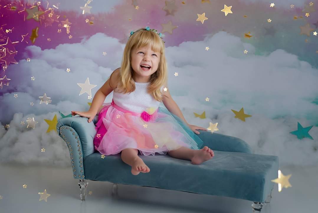 Kate Rainbow sky cloud Backdrop Pink Watercolor Background