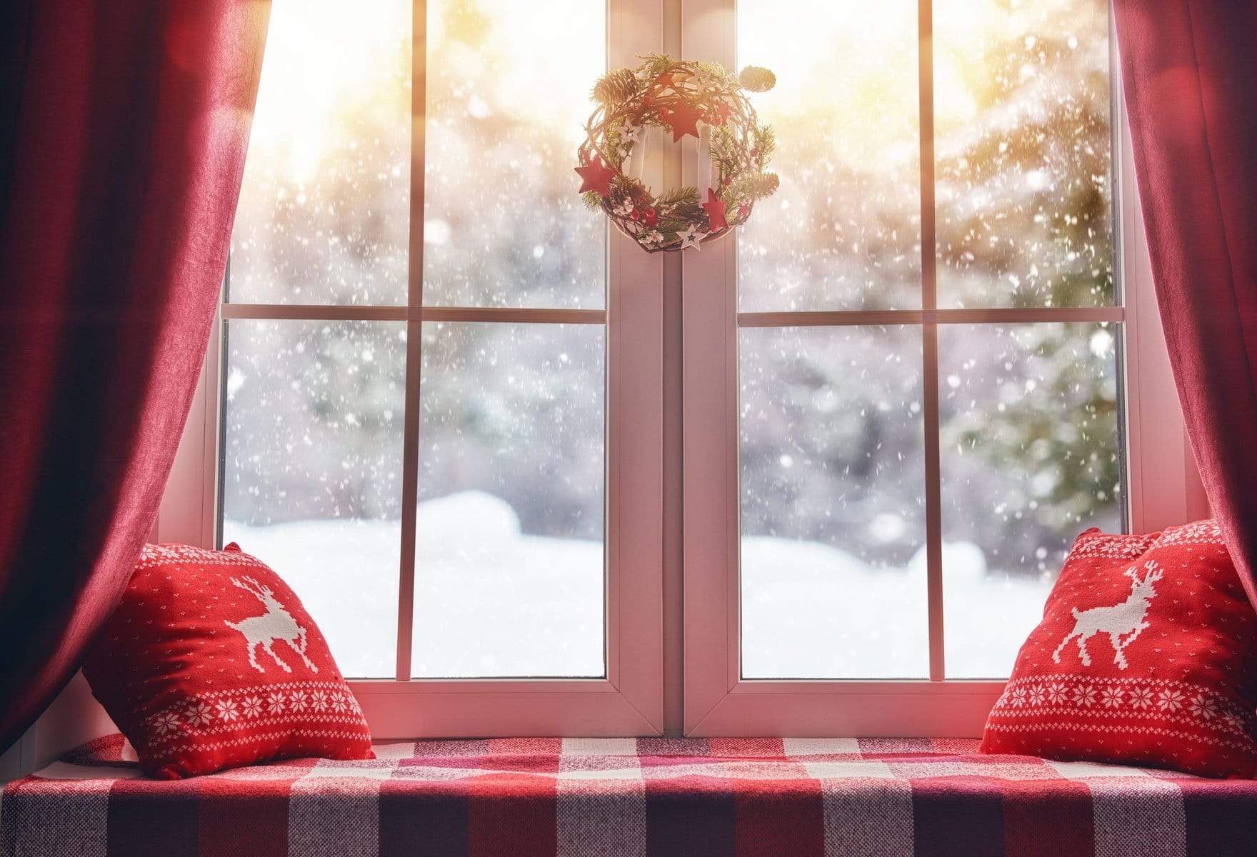 Katebackdrop£ºKate Christmas Snow And Sunshine Outside Window Backdrops for Photography