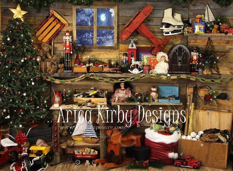 Katebackdrop鎷㈡綖Kate Christmas Santas Workshop Backdrop designed by Arica Kirby