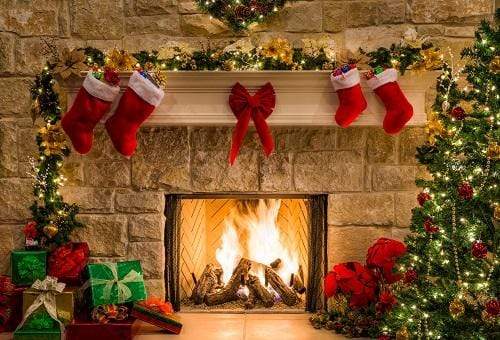 Katebackdrop£ºKate Christmas Red Socks with Fireplace Backdrop for Photography