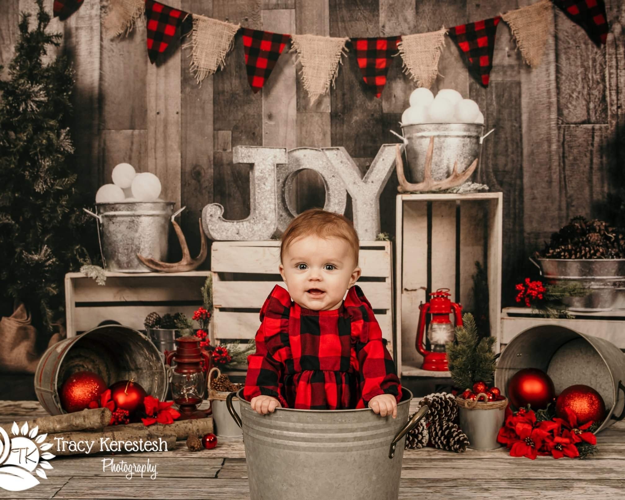 Kate Dreaming of a Plaid Christmas Backdrop designed by Arica Kirby - Kate Backdrop