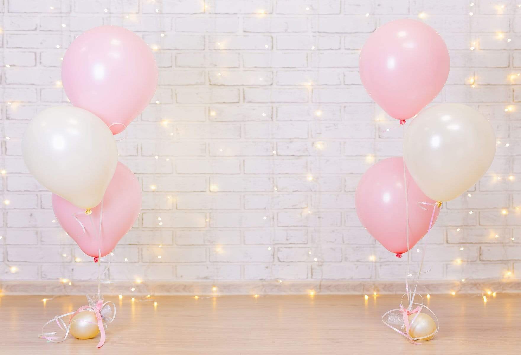 Katebackdrop£ºKate White Brick Wall with Balloons and Decorations Birthday Backdrop for Photography