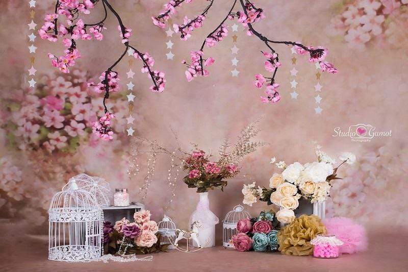 Katebackdrop鎷㈡綖Kate floral antique pink for cake smash backdrop designed by Studio Gumot