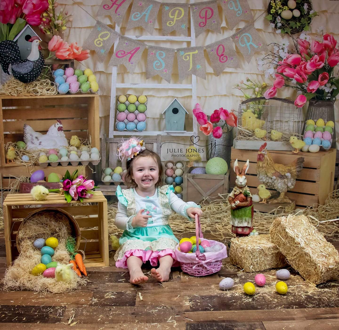 Kate 7x5ft Colorful Eggs Happy Easter Backdrop (only ship to Canada)