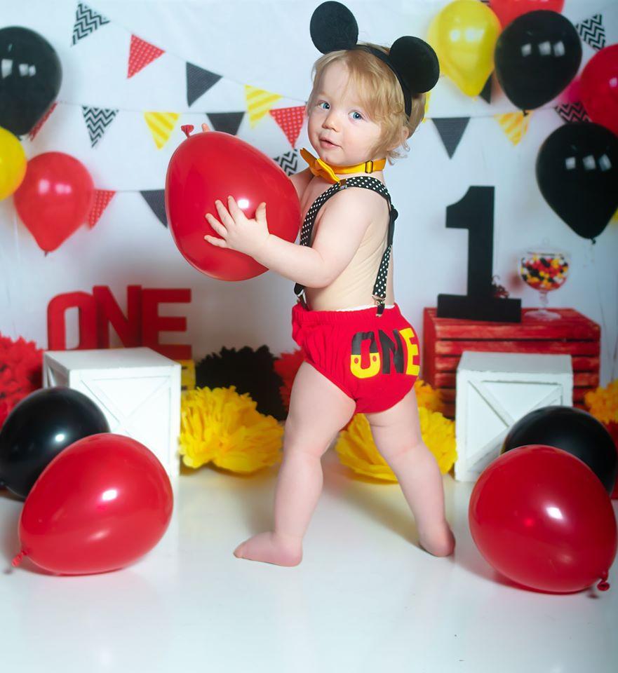 Kate Balloons Mouse Baby 1st Cake Smash Backdrop designed by Arica Kirby - Kate Backdrop