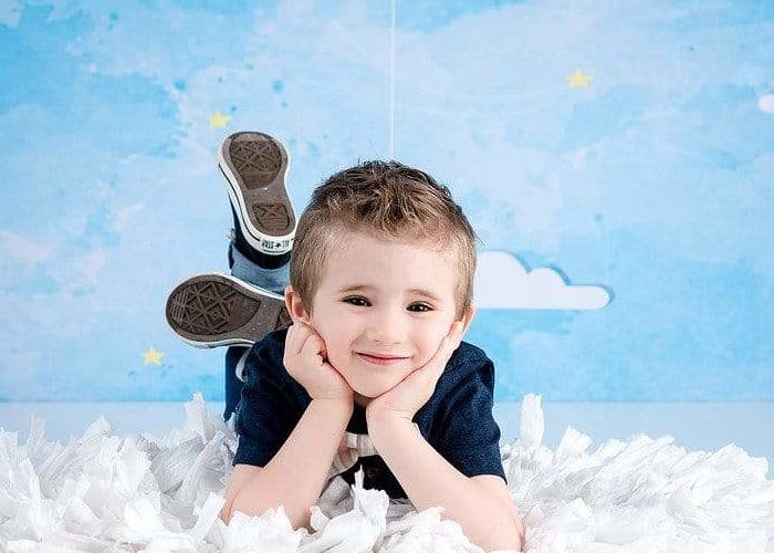 Kate Blue Sky and Clouds Children Backdrop for Photography Designed by Amanda Moffatt