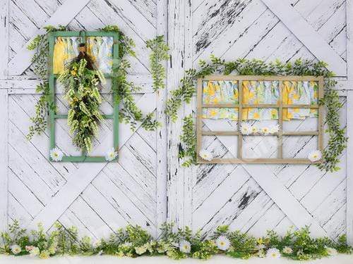 Katebackdrop鎷㈡綖Kate Retro Wood Lemon color and Daisies  Spring Backdrop