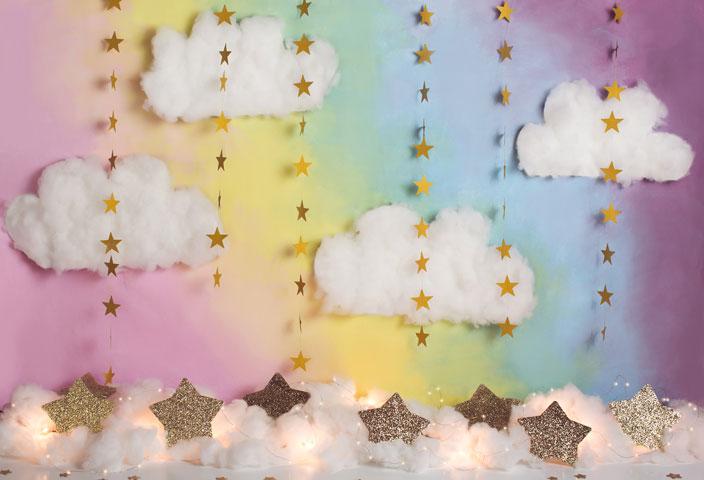 Kate Fantasy Background with Clouds Stars Children Backdrop for Photography Designed by Megan Leigh Photography