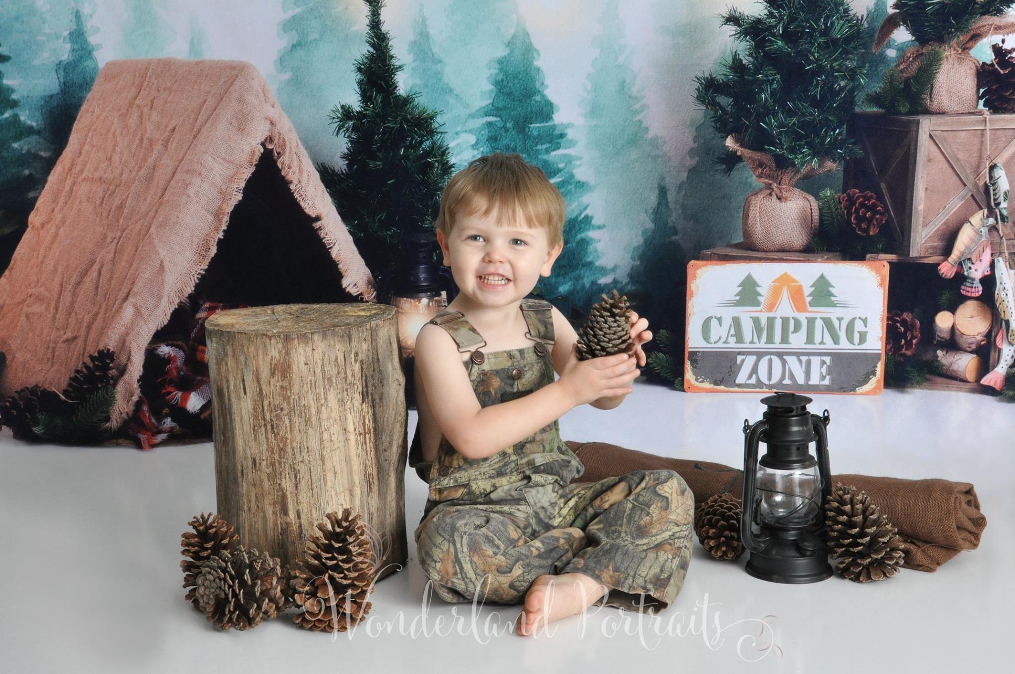 Katebackdrop£ºKate Forest Camping Tent and Lamp Children Summer Backdrop for Photography Designed by Megan Leigh Photography