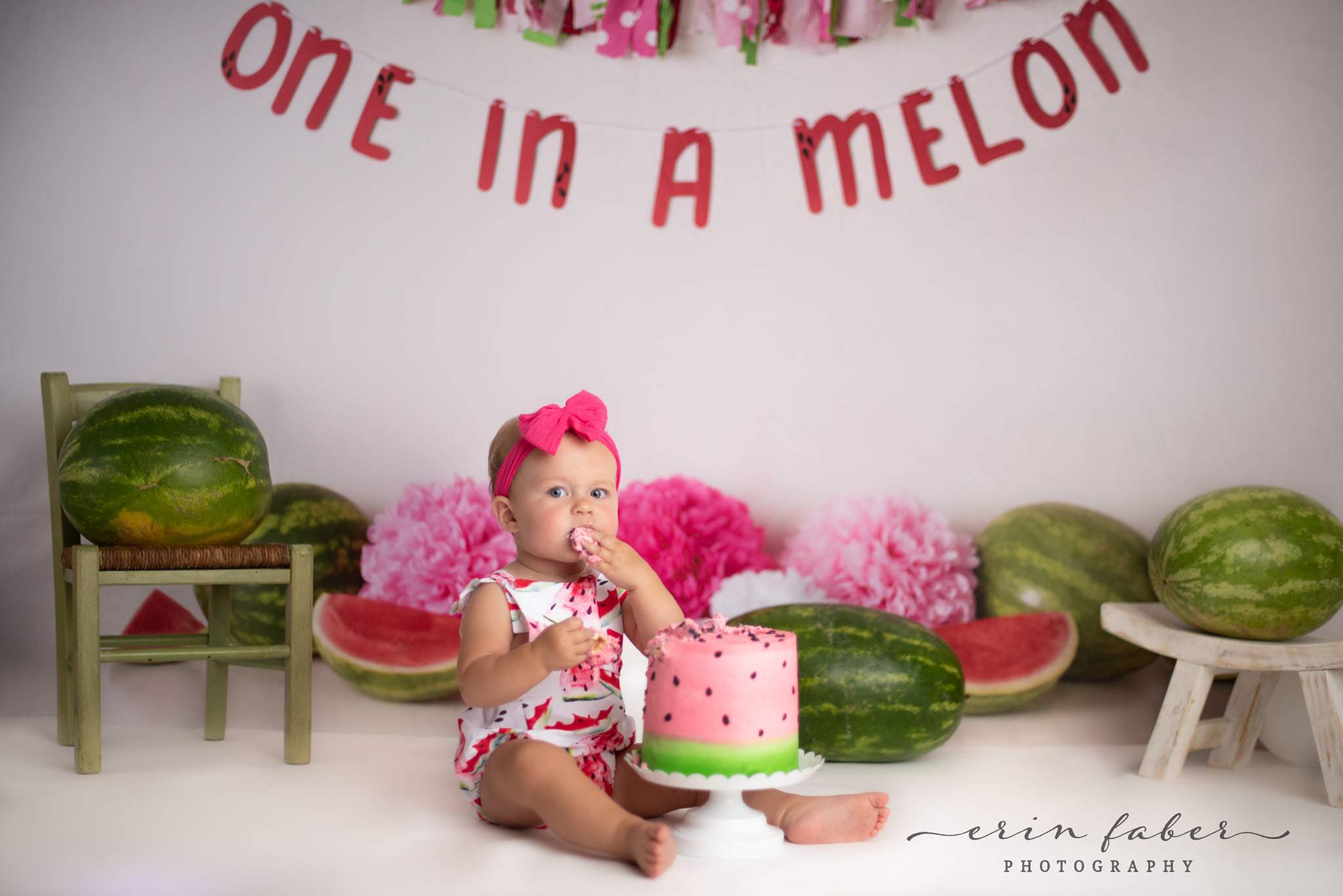 Kate Summer One in A Melon First Birthday Backdrop for Photography Designed by Mandy Ringe Photography - Kate Backdrop