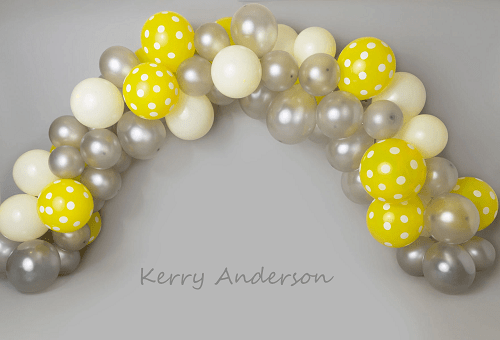 Katebackdrop£ºKate Yellow and Gray Balloons Birthday Children Backdrop for Photography Designed by Kerry Anderson