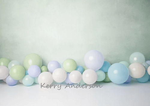 Katebackdrop£ºKate Light Green Balloons for Children Backdrop for Photography Designed by Kerry Anderson
