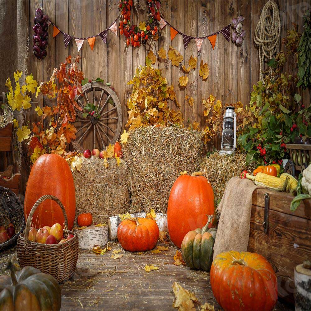 Kate Autumn Harvest Thanksgiving Pumpkins Backdrop for Photography
