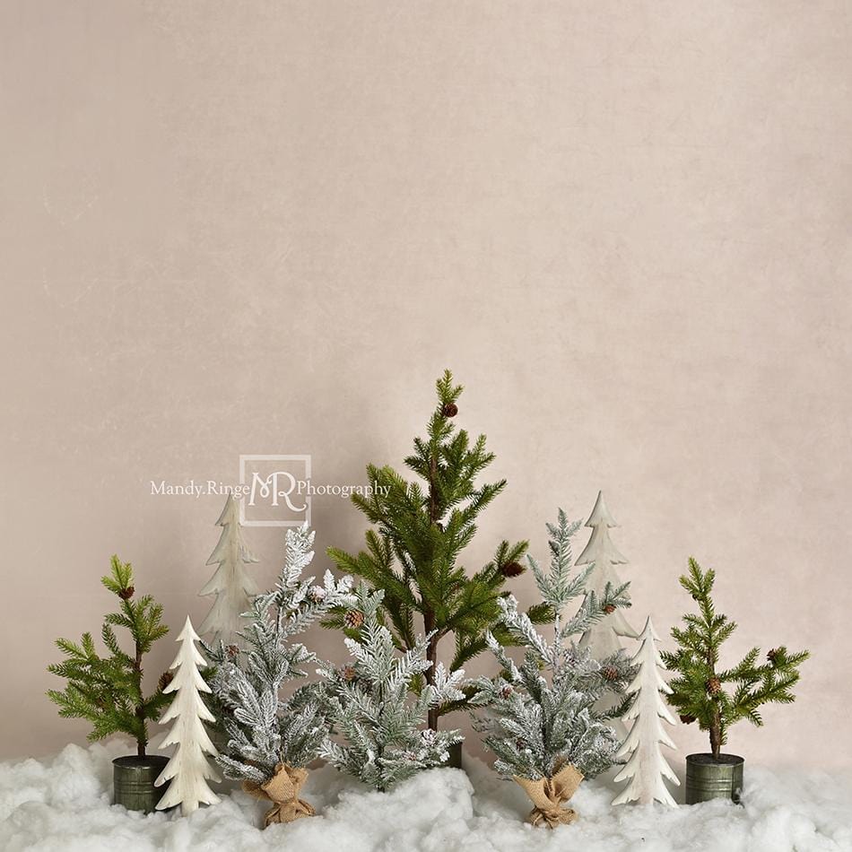 Kate Pine Trees in Snow Christmas Backdrop for Photography Designed By Mandy Ringe Photography