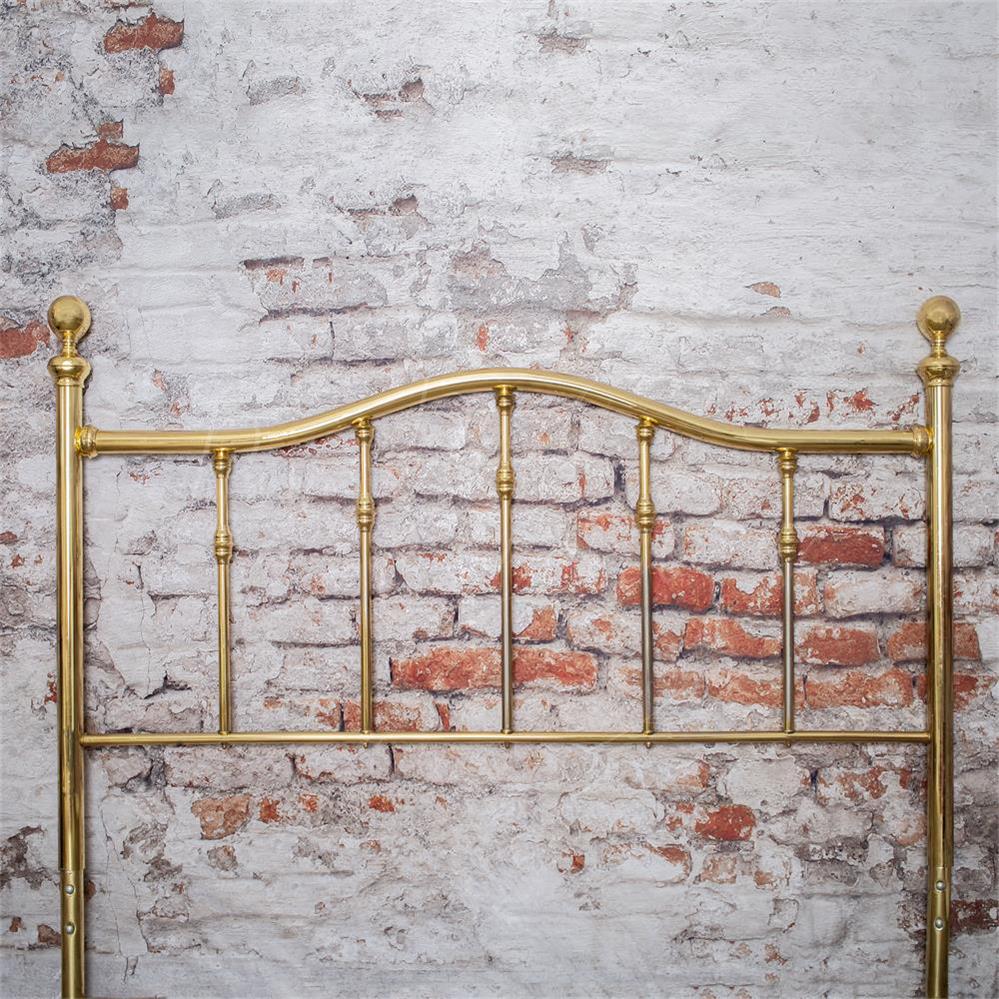 Kate Full Brass Bed Headboard Brick Wall Backdrop for Photography Designed by Pine Park Collection
