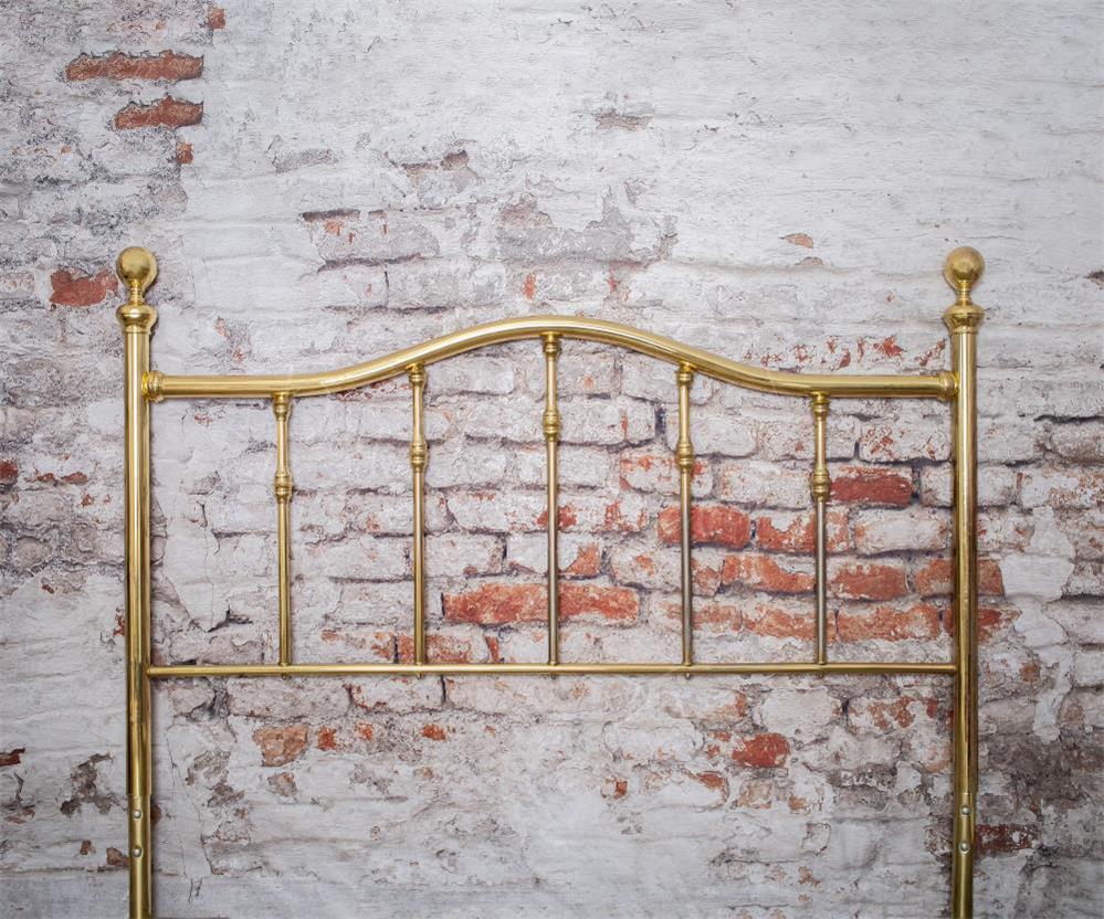Kate Full Brass Bed Headboard Brick Wall Backdrop for Photography Designed by Pine Park Collection