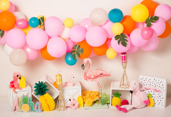 Kate Flamingo Party Children Balloons Backdrop for Photography Designed by  Laura Lee Photography - Kate Backdrop