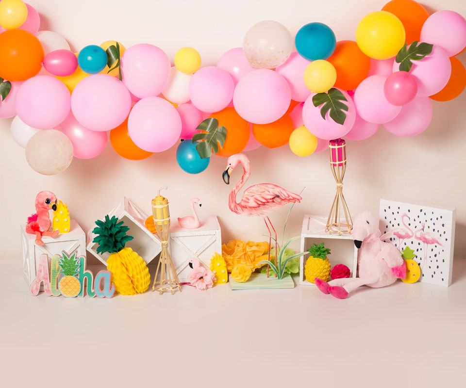 Kate Flamingo Party Children Balloons Backdrop for Photography Designed by  Laura Lee Photography