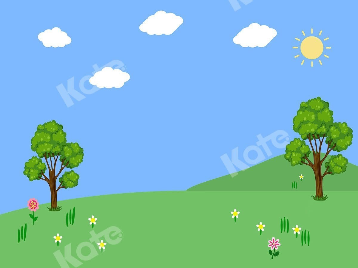 Kate Sunny Day with Clouds and Trees Children Backdrop
