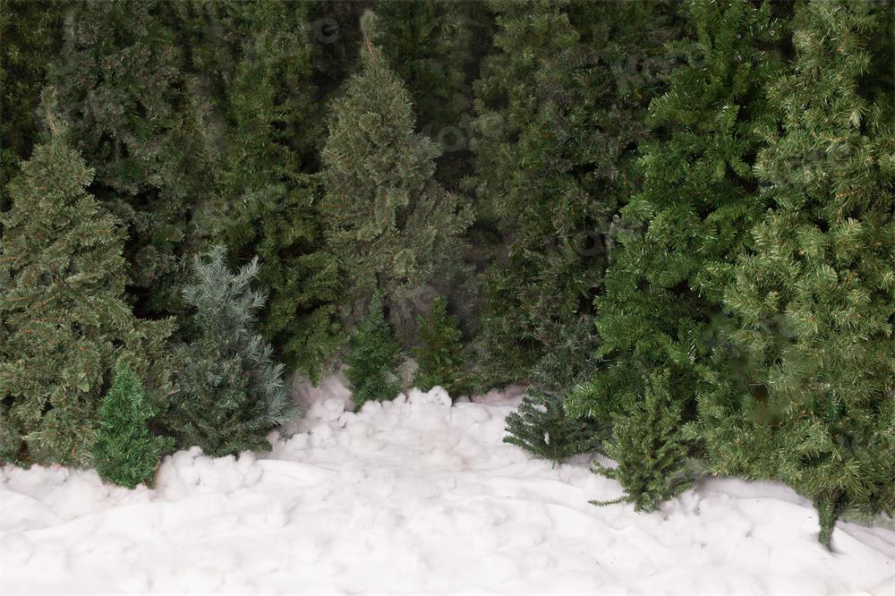Kate Christmas Trees Farm Snow Backdrop for Photography Designed by Jenna Onyia - Kate Backdrop
