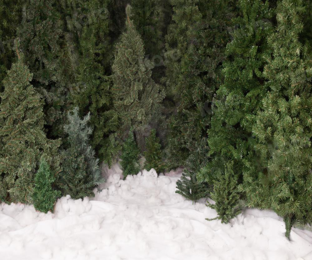 Kate Christmas Trees Farm Snow Backdrop for Photography Designed by Jenna Onyia