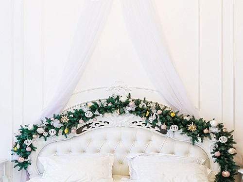 Katebackdrop鎷㈡綖Kate Christmas White Headboard Wreath Decoration Backdrop