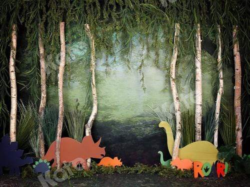 Katebackdrop鎷㈡綖Kate Rainforest Trunk Wonderland with Dinosaur Backdrop