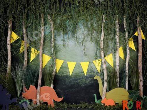 Katebackdrop鎷㈡綖Kate Rainforest Wonderland with Dinosaur Decoration Backdrop