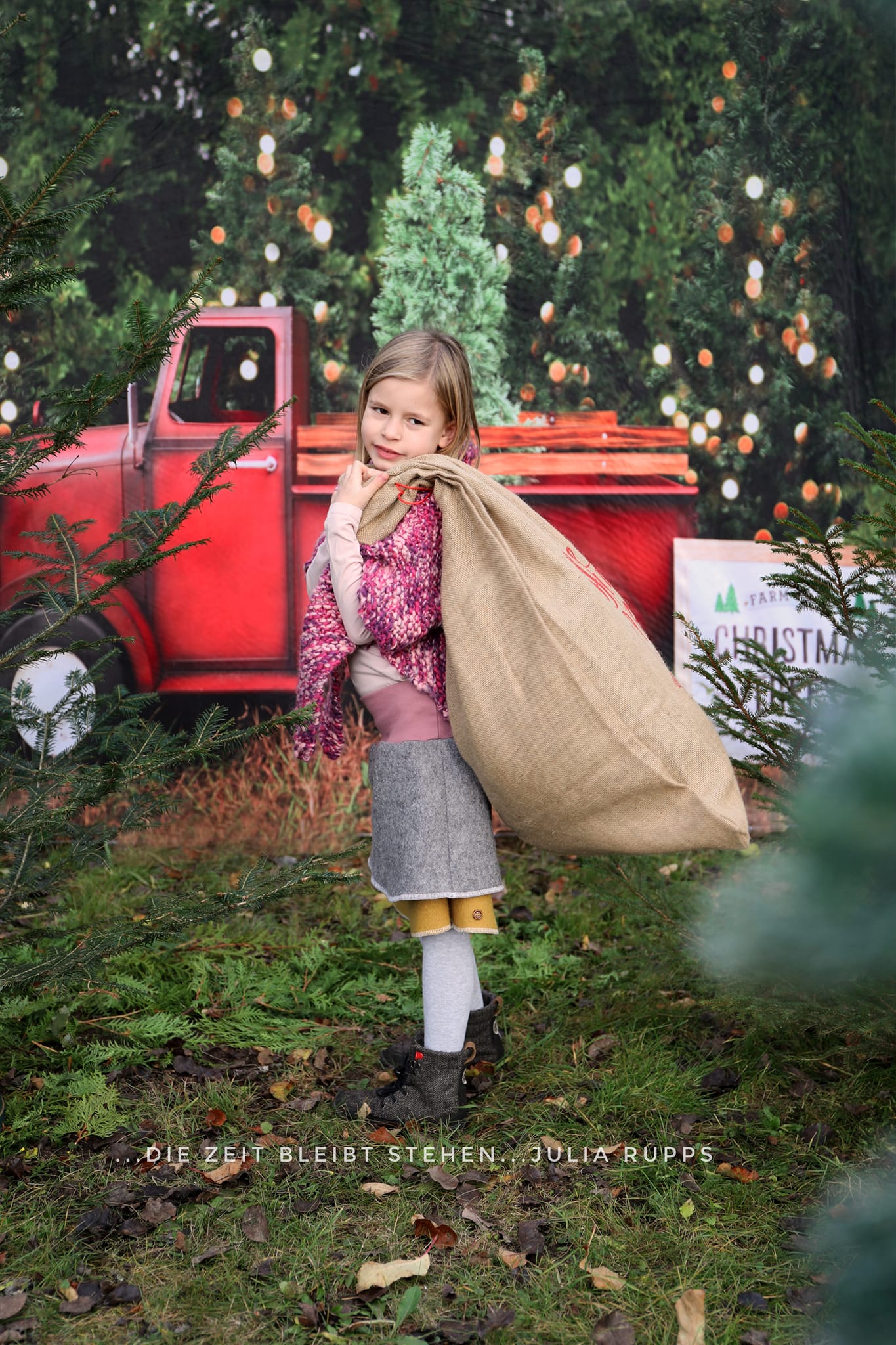 Kate Christmas Red Truck Tree Farm Backdrop Designed By Pine Park Collection