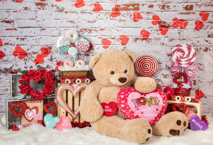 Kate Valentine's Day with Toy Bear Backdrop Designed by Lisa Olson - Kate Backdrop
