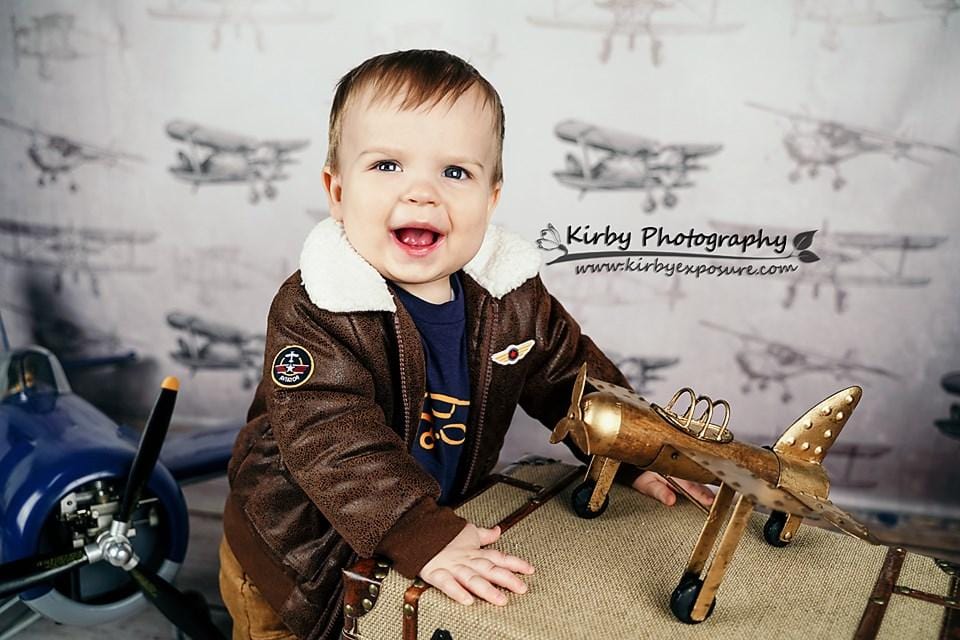Kate Vintage Planes Brown Tone Children Backdrop Designed By Arica Kirby