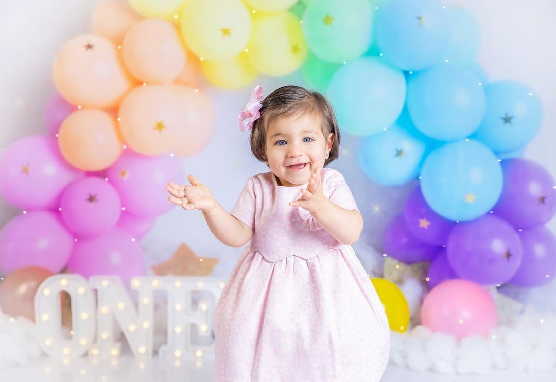RTS Kate Rainbow Balloons Garland Children Cake Smash Backdrop Designed by Megan Leigh Photography (U.S. only)
