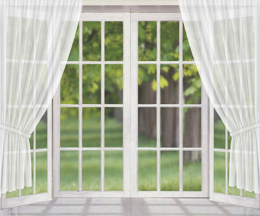 Kate 7x5ft Window View White Curtain Spring Backdrop (only ship to Canada)