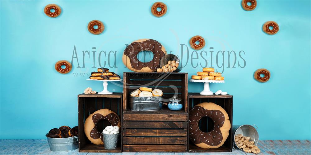 Kate Birthday Blue Donut Backdrops Designed by Arica Kirby
