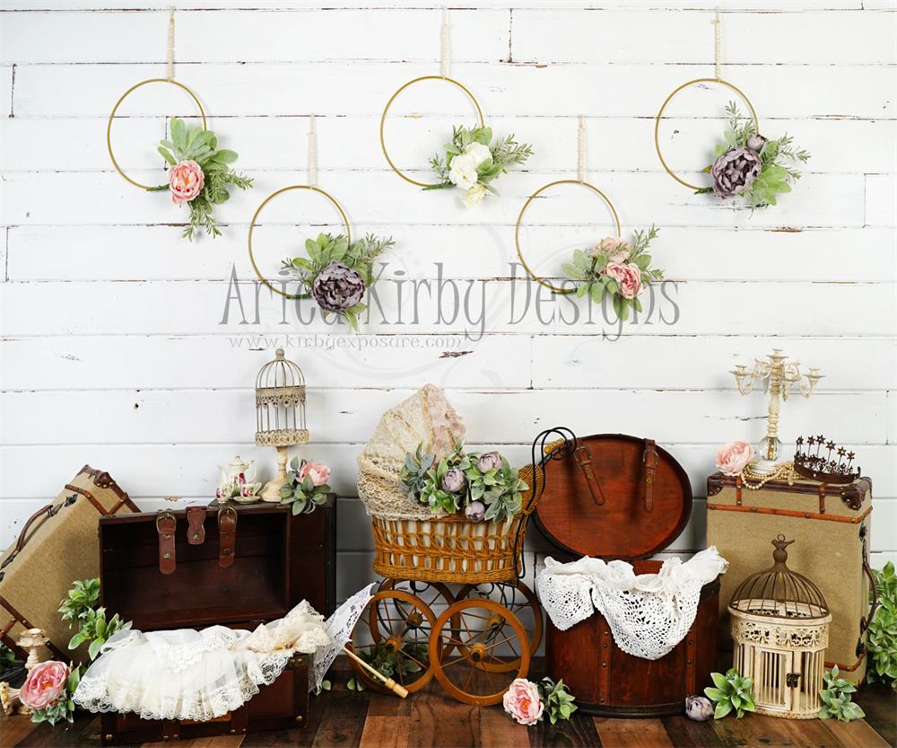 Kate Florals White Wall Backdrop Designed by Arica Kirby