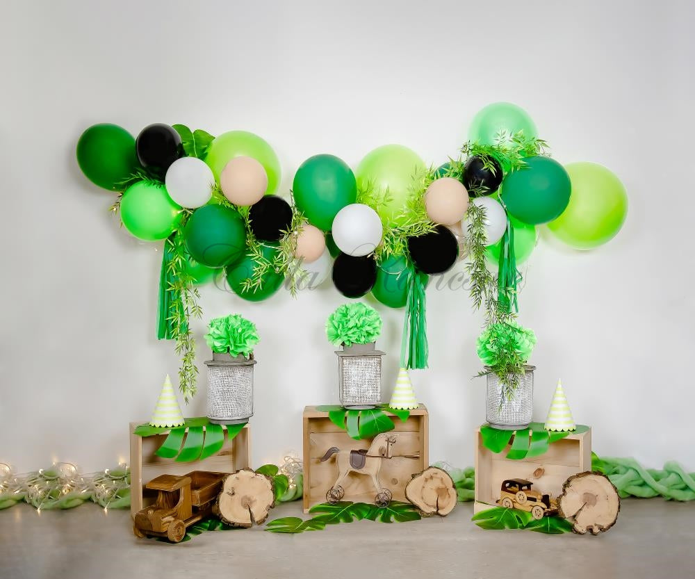 Kate Cake Smash Backdrop Green Balloons Camping Designed by Csilla Kancsar