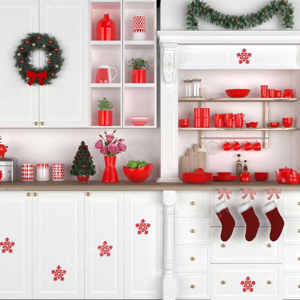 Kate White Christmas Kitchen Backdrop for Photography