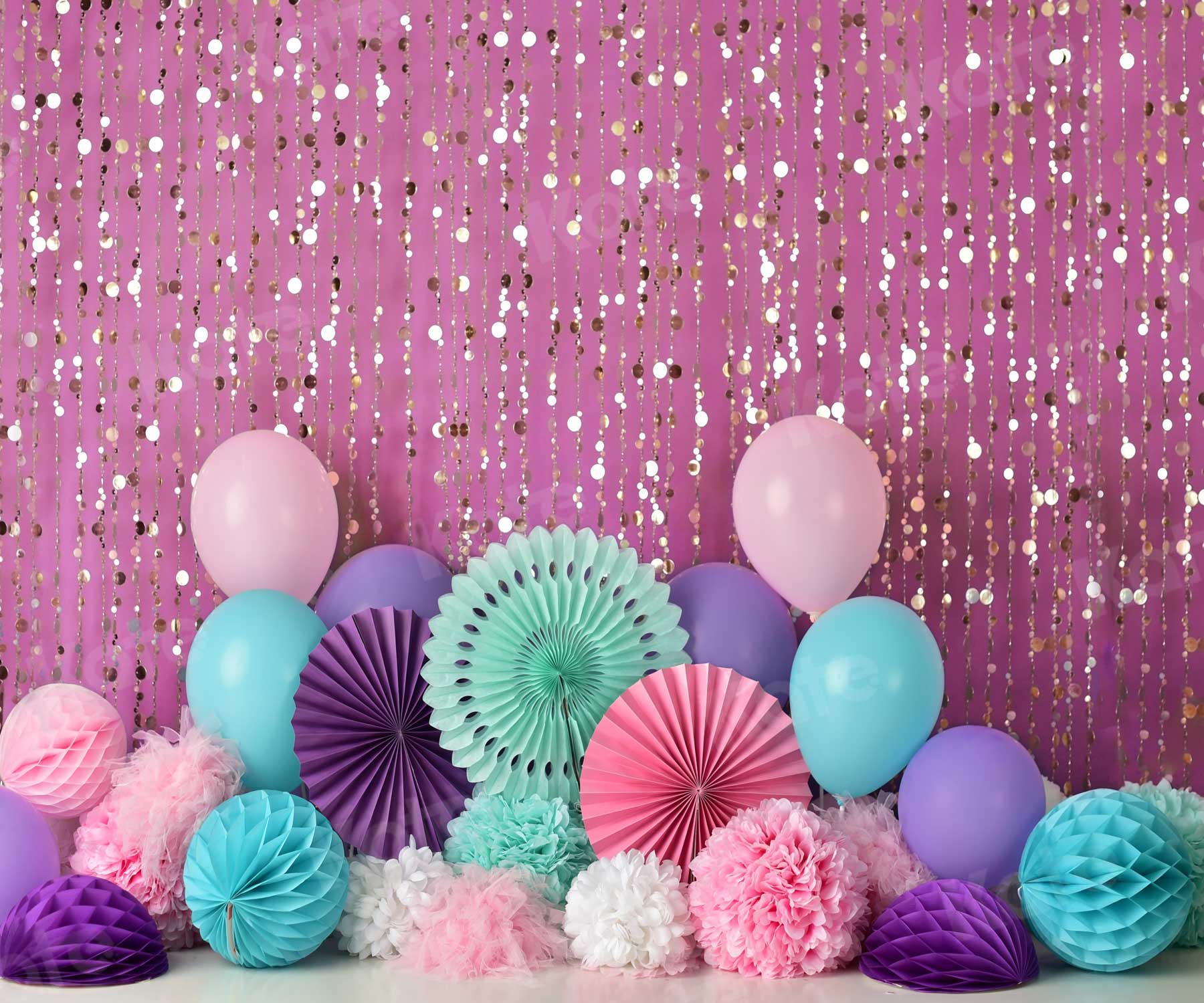Kate Pink Purple and Teal Birthday Backdrop Designed by Mandy Ringe Photography