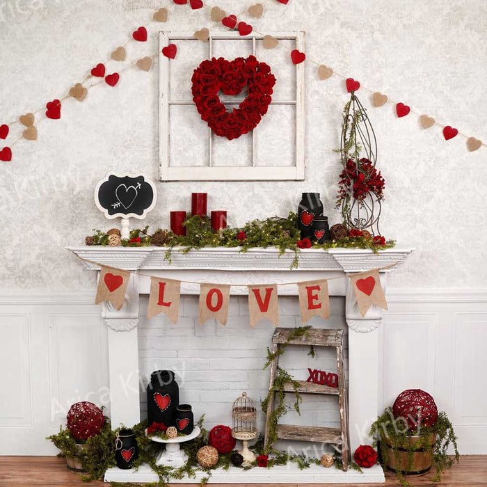 Romantic Rustic Love Heart Backdrop
