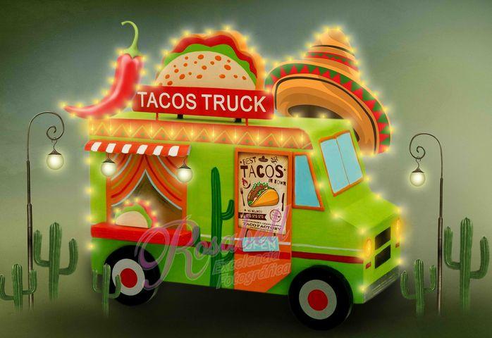 Kate Cake Smash Tacos Truck Diner Chef Backdrop Designed by Rosabell Photography