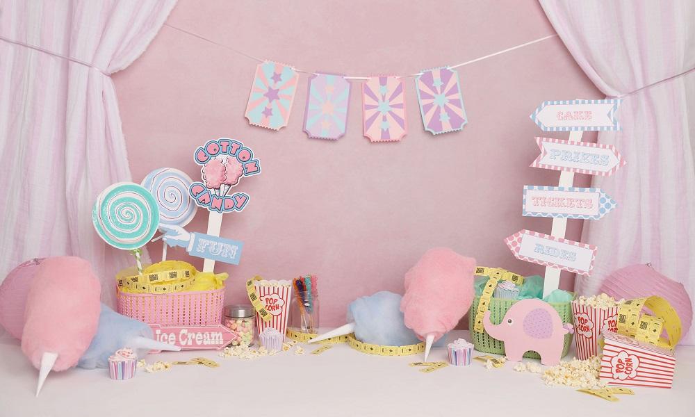 Kate Pink Birthday Carnival Backdrop Designed by Melissa King