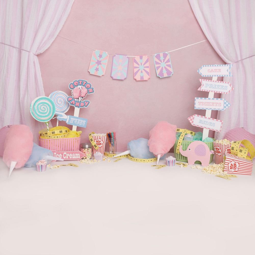Kate Pink Birthday Carnival Backdrop Designed by Melissa King