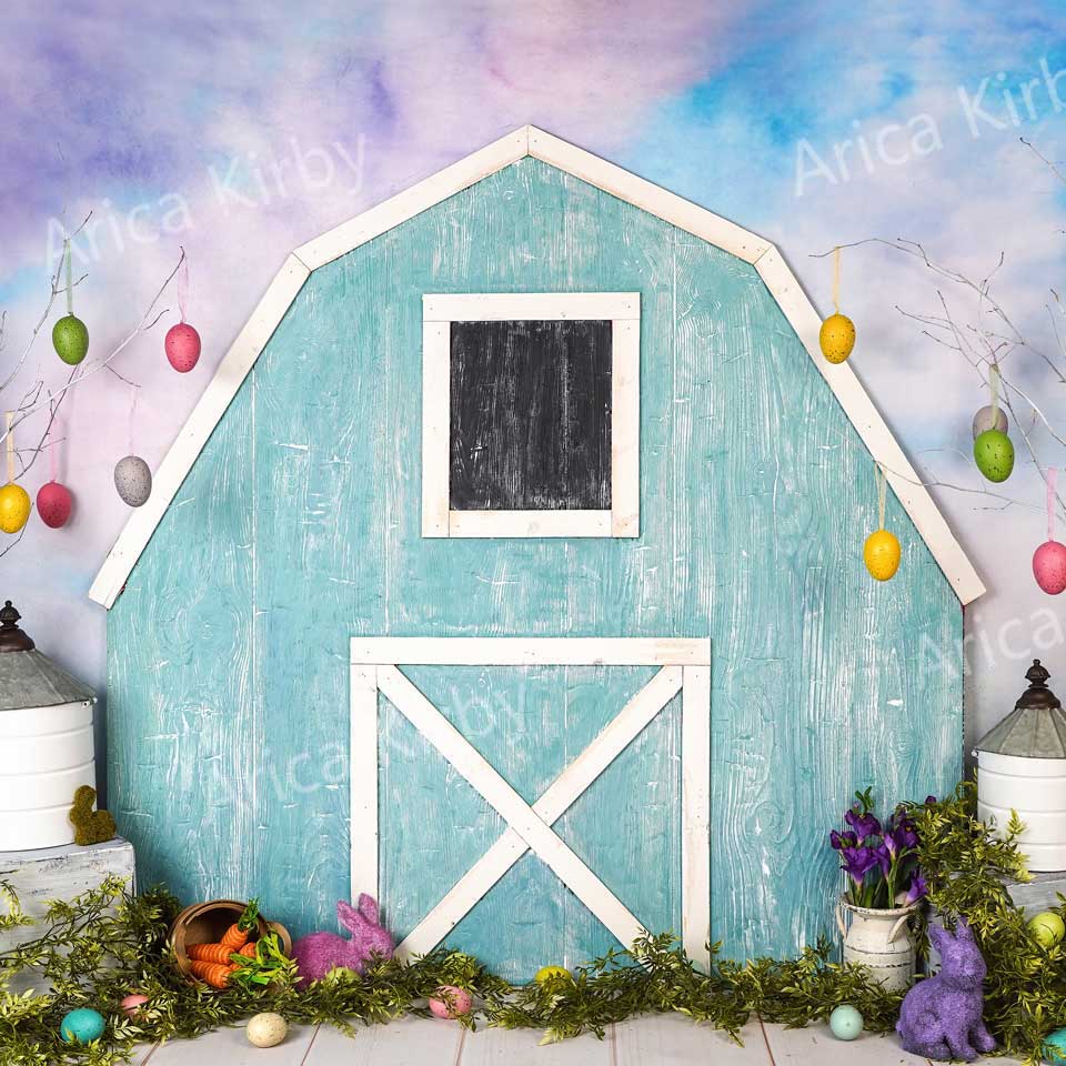 Kate Easter Blue Barn Backdrop Designed by Arica Kirby