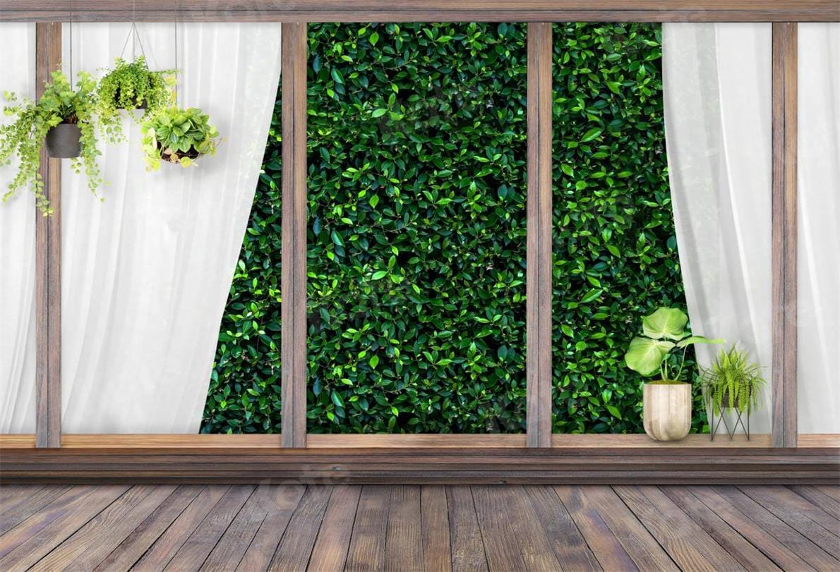 Window Well Backdrops Lush Greenery Window Frame Backdrop